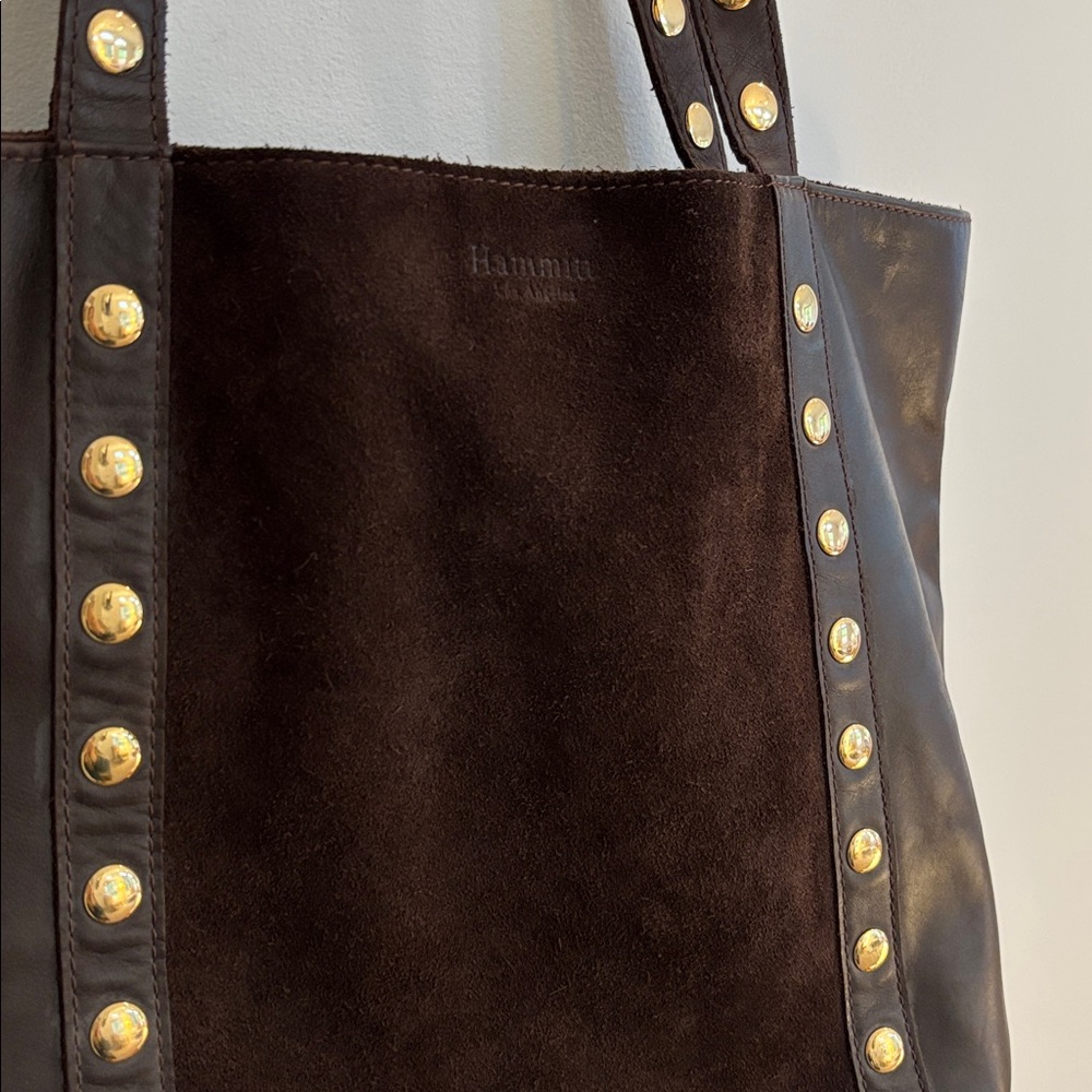 Hammitt butter soft brown leather and suede tote bag with red suede interior - Picture 2 of 9